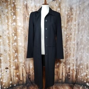 VTG Mark Eisen Collection Made In Italy Women's Sz 4 Black Long Button Up Blazer